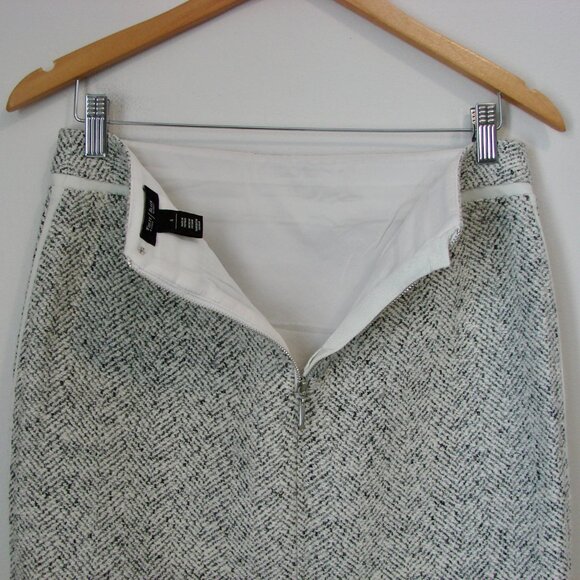 Wool Blend Tweed Pencil Skirt Black Cream White House Black Market Work Office 4 - Picture 11 of 12